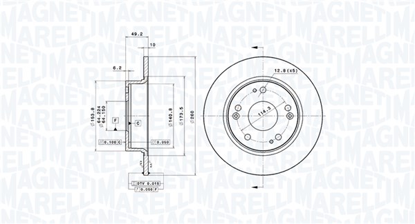 MAGNETI MARELLI Bremseskive 360406061801 260mm 10mm for HONDA
