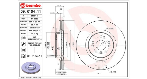 MAGNETI MARELLI Bremseskive 360406064201 ventileret 330mm 32mm for MERCEDES-BENZ
