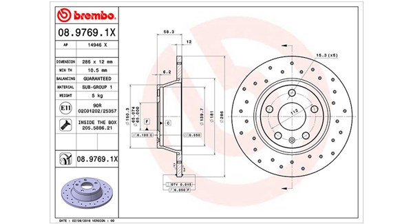 MAGNETI MARELLI Bremseskive 360406065302 286mm 12mm for AUDI