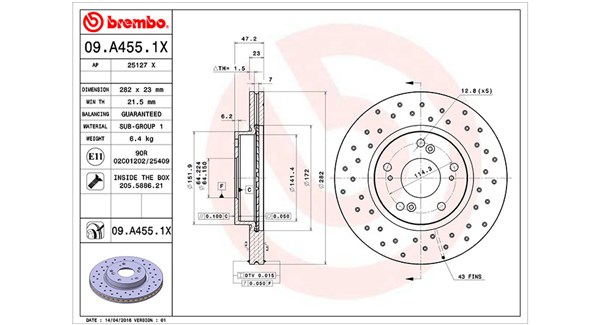 MAGNETI MARELLI Bremseskive 360406072302 282mm 23mm for HONDA CIIMO