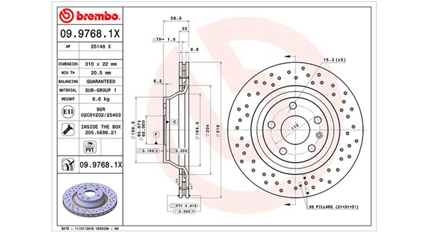 MAGNETI MARELLI Bremseskive 360406075102 310mm 22mm for AUDI