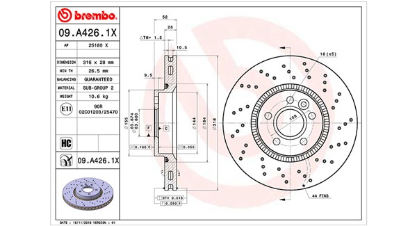 MAGNETI MARELLI Bremseskive 360406077302 316mm 28mm for FORD VOLVO LAND ROVER