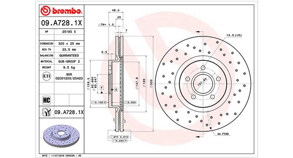 MAGNETI MARELLI Bremseskive 360406077902 perforeret 320mm 25mm for VOLVO FORD