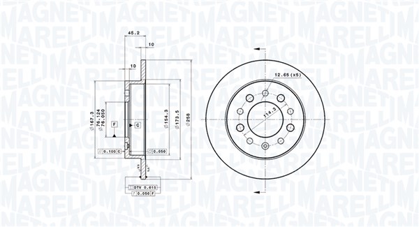 MAGNETI MARELLI Bremseskive 360406078501 258mm 10mm for HYUNDAI