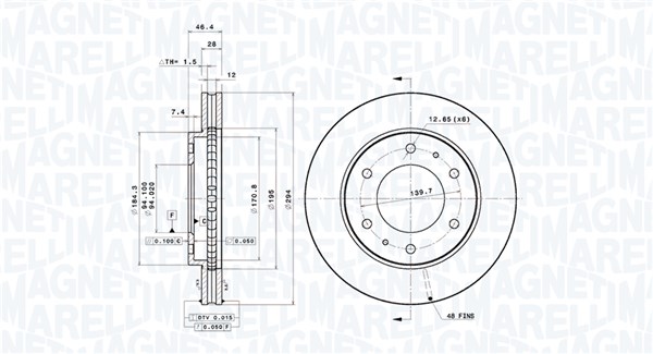 MAGNETI MARELLI Bremseskive 360406079501 294mm 28mm for FIAT MITSUBISHI