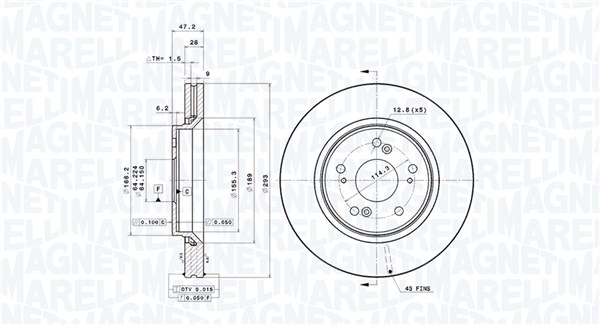 MAGNETI MARELLI Bremseskive 360406079101 293mm 28mm for HONDA