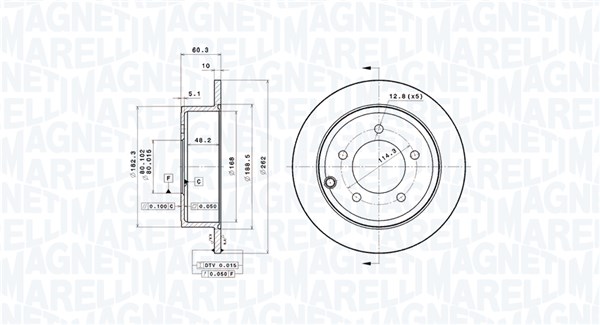 MAGNETI MARELLI Bremseskive 360406080101 262mm 10mm for JEEP CHRYSLER