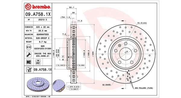 MAGNETI MARELLI Bremseskive 360406081502 perforeret 320mm 30mm for AUDI AUDI (FAW)