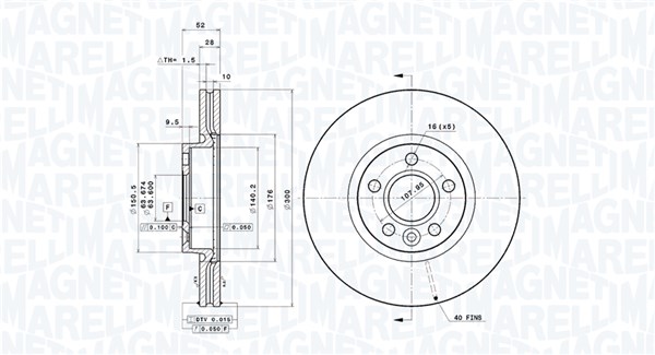 MAGNETI MARELLI Bremseskive 360406087601 ventileret 300mm 28mm for FORD VOLVO VOLVO ASIA LAND ROVER