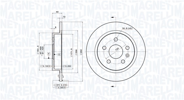 MAGNETI MARELLI Bremseskive 360406092001 fuld 292mm 12mm for OPEL BUICK CHEVROLET SAAB CHEVROLET (SGM)