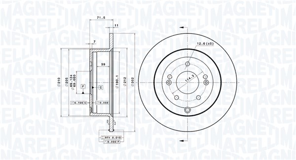 MAGNETI MARELLI Bremseskive 360406090401 302mm 11mm for HYUNDAI