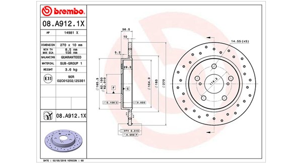 MAGNETI MARELLI Bremseskive 360406091402 270mm 10mm for TOYOTA