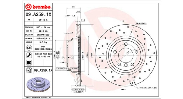 MAGNETI MARELLI Bremseskive 360406092302 perforeret 330mm 24mm for BMW