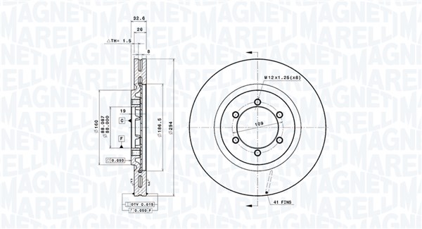 MAGNETI MARELLI Bremseskive 360406093301 294mm 26mm for SSANGYONG