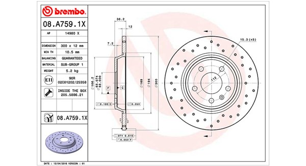 MAGNETI MARELLI Bremseskive 360406095002 300mm 12mm for AUDI AUDI (FAW) VW (FAW)