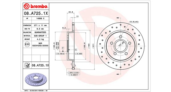 MAGNETI MARELLI Bremseskive 360406095502 271mm 11mm for FORD FORD (CHANGAN) FORD ASIA & OCEANIA