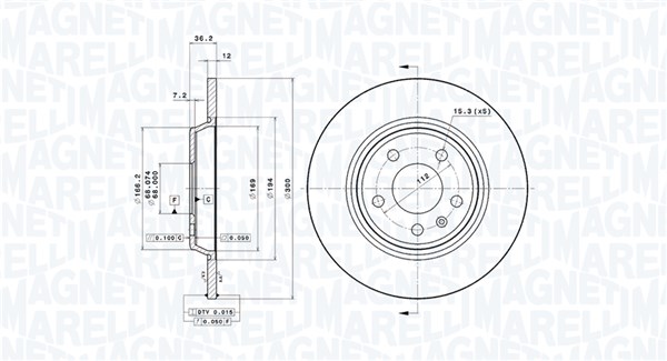 MAGNETI MARELLI Bremseskive 360406095001 300mm 12mm for AUDI AUDI (FAW) VW (FAW)