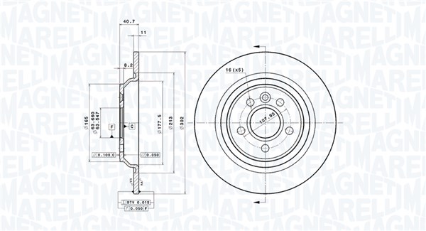 MAGNETI MARELLI Bremseskive 360406095701 fuld 302mm 11mm for VOLVO VOLVO ASIA
