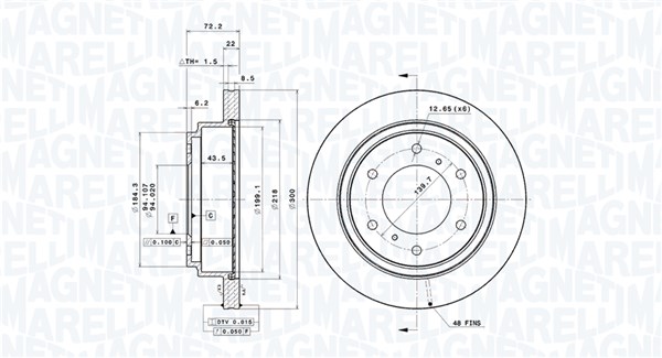 MAGNETI MARELLI Bremseskive 360406096701 300mm 22mm for MITSUBISHI