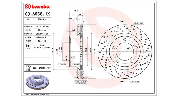 MAGNETI MARELLI Bremseskive 360406098302 340mm 32mm for LEXUS