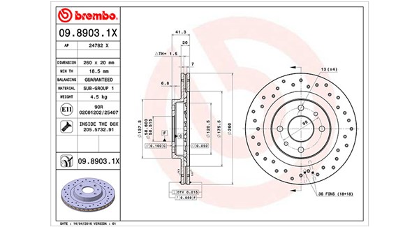 MAGNETI MARELLI Bremseskive 360406099402 260mm 20mm for LADA
