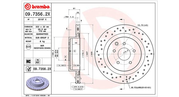 MAGNETI MARELLI Bremseskive 360406103902 Indvendig ventileret- ventilering med dråbeformede blade 322mm 22mm for NISSAN