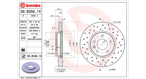 MAGNETI MARELLI Bremseskive 360406108702 perforeret 300mm 26mm for OPEL CHEVROLET VAUXHALL