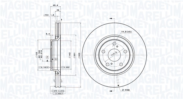 MAGNETI MARELLI Bremseskive 360406111701 320mm 26mm for TOYOTA