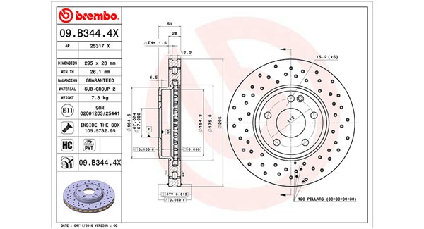MAGNETI MARELLI Bremseskive 360406113202 perforeret 295mm 28mm for MERCEDES-BENZ