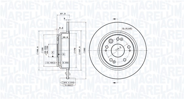 MAGNETI MARELLI Bremseskive 360406118201 282mm 9mm for HONDA