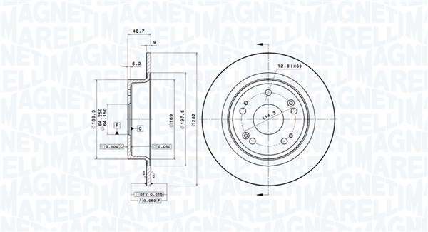 MAGNETI MARELLI Bremseskive 360406117401 282mm 9mm for HONDA ACURA (GAC) HONDA (DONGFENG) HONDA (GAC)