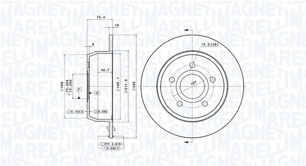 MAGNETI MARELLI Bremseskive 360406119901 305mm 10mm for JEEP