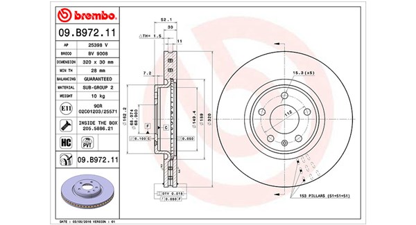 MAGNETI MARELLI Bremseskive 360406127501 Indvendig ventileret- ventilering med dråbeformede blade 320mm 30mm for AUDI AUDI (FAW) VW (SVW)