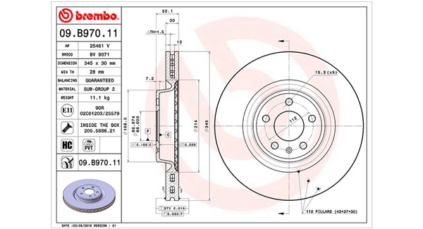 MAGNETI MARELLI Bremseskive 360406127301 Indvendig ventileret- ventilering med dråbeformede blade 345mm 30mm for AUDI AUDI (FAW) PORSCHE