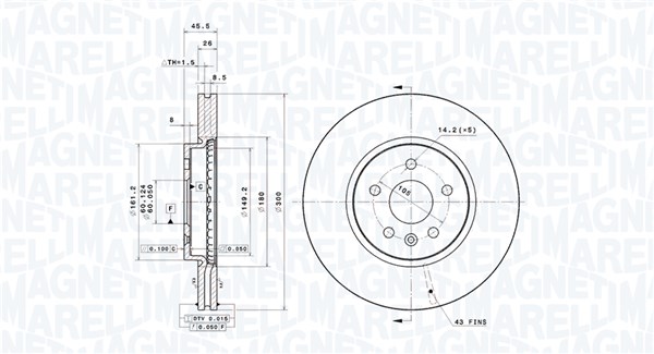 MAGNETI MARELLI Bremseskive 360406127601 ventileret 300mm 26mm for OPEL BUICK (SGM) CHEVROLET