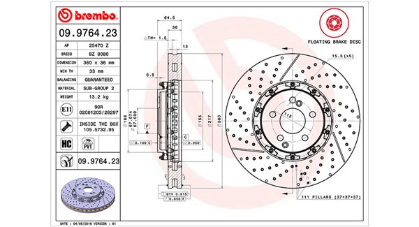 MAGNETI MARELLI Bremseskive 360406129003 indvendig ventileret 360mm 36mm for MERCEDES-BENZ