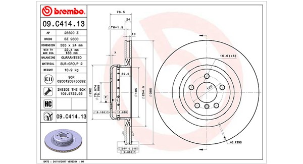 MAGNETI MARELLI Bremseskive 360406131804 ventileret 385mm 24mm for BMW