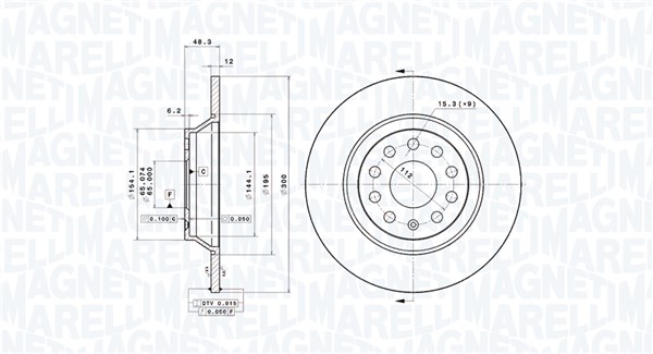 MAGNETI MARELLI Bremseskive 360406139501 fuld 300mm 12mm for VW VW (FAW) SKODA (SVW)