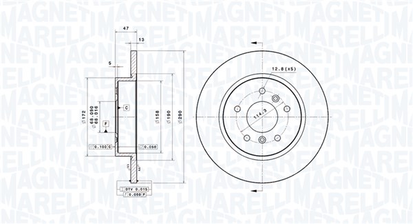 MAGNETI MARELLI Bremseskive 360406139601 fuld 290mm 13mm for NISSAN RENAULT