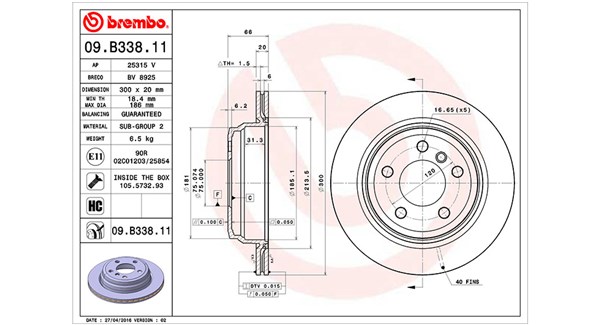 MAGNETI MARELLI Bremseskive 360406146901 ventileret 300mm 20mm for BMW