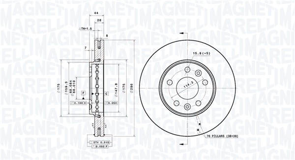 MAGNETI MARELLI Bremseskive 360406157401 Indvendig ventileret- ventilering med dråbeformede blade 296mm 28mm for OPEL VAUXHALL FIAT NISSAN RENAULT