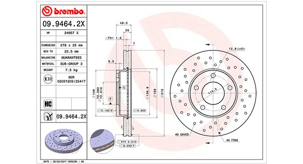MAGNETI MARELLI Bremseskive 360406138002 ventileret 278mm 25mm for MAZDA MAZDA (CHANGAN)