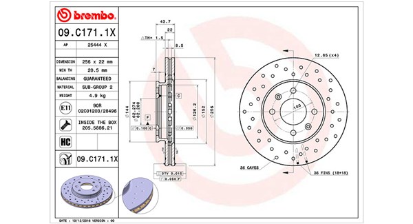 MAGNETI MARELLI Bremseskive 360406146002 ventileret 256mm 22mm for KIA KIA (DYK)