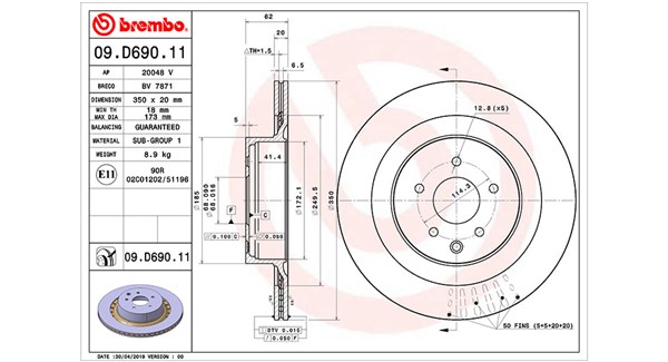 MAGNETI MARELLI Bremseskive 360406169801 350mm 20mm for INFINITI