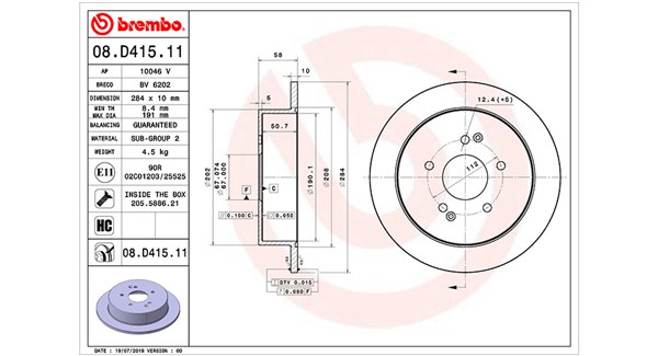 MAGNETI MARELLI Bremseskive 360406170201 284mm 10mm for SSANGYONG
