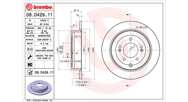 MAGNETI MARELLI Bremseskive 360406170301 302mm 10mm for HYUNDAI