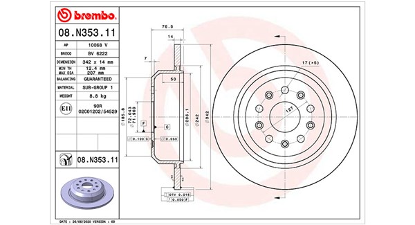 MAGNETI MARELLI Bremseskive 360406168901 342mm 14mm for JEEP