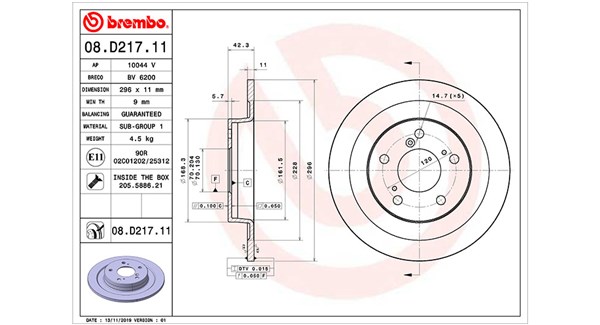 MAGNETI MARELLI Bremseskive 360406170101 296mm 11mm for HONDA