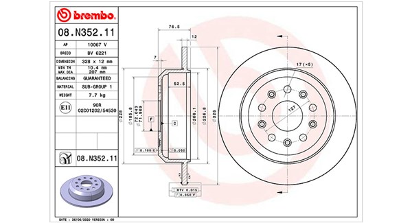 MAGNETI MARELLI Bremseskive 360406168801 328mm 12mm for JEEP