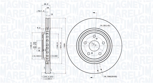 MAGNETI MARELLI Bremseskive 360406180601 ventileret 328mm 28mm for LEXUS TOYOTA (GAC)